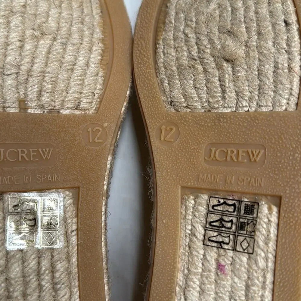 J. Crew Made-in-Spain espadrille Flats in Gold metallic canvas S-378 Sz 12
